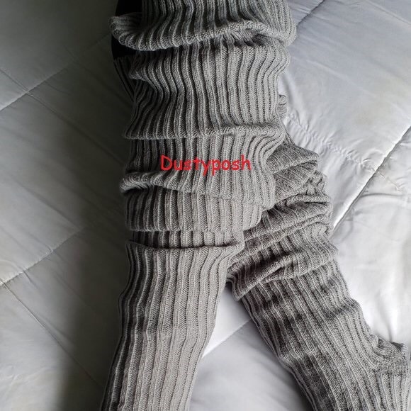 Ribbed Cable Knit Thigh High Socks Over Knee White Grey Cosplay Ribbed Boot New